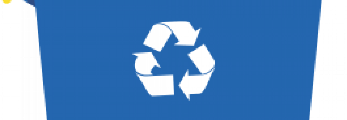 Mπλε κάδος με κίτρινο καπάκι για καθαρό χαρτί